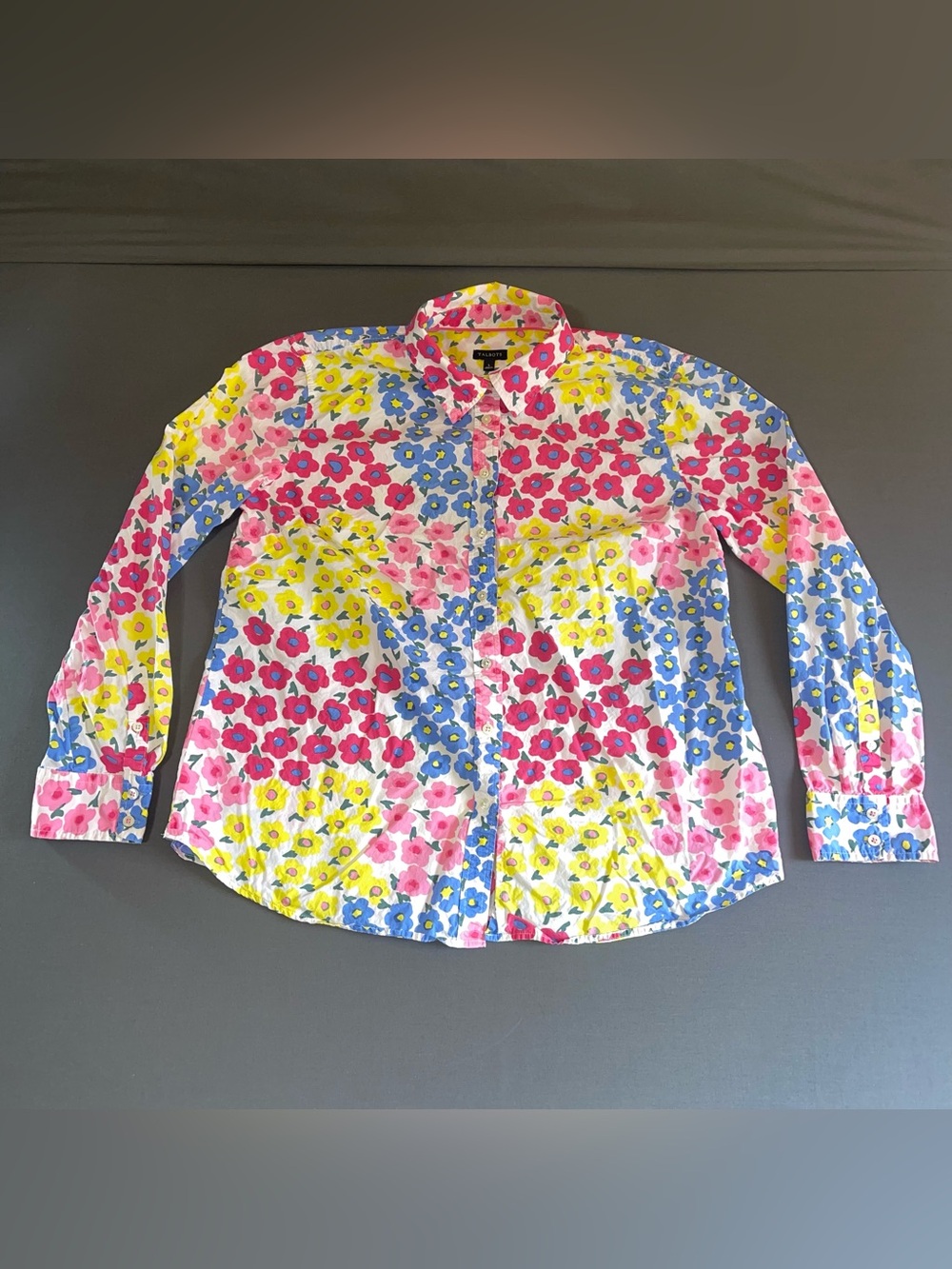 Talbots Floral Button Down Shirt Women’s Size Large Multi Color Floral Print